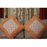 Embroidered Cushion Covers (Orange bloom)